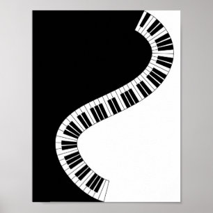 Póster Teclas de piano curvadas onduladas
