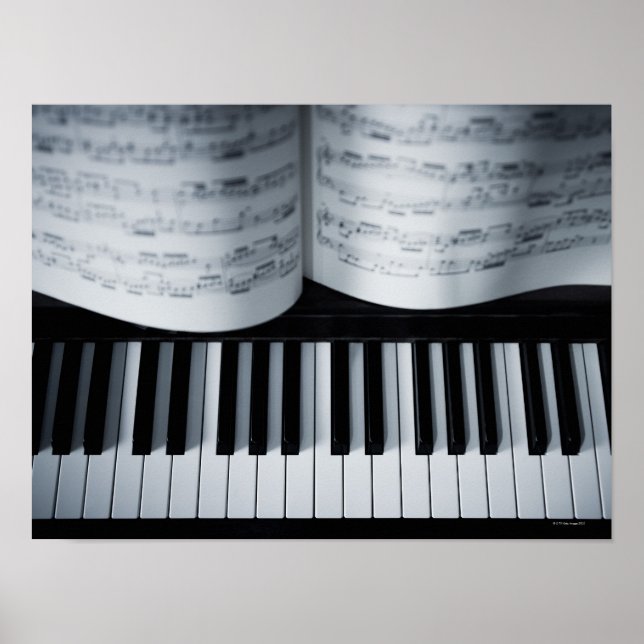 Póster Teclas de piano y libro de música (Frente)