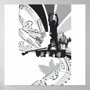 Póster teclea el violoncelo