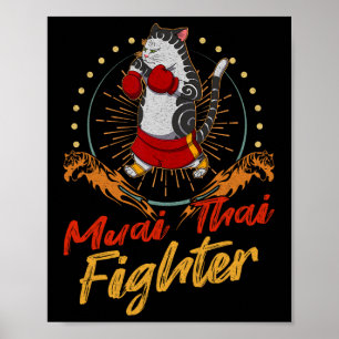 Póster Técnica de luchador de muñeca y rodilla de Muay Th