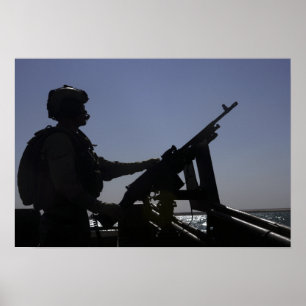 Póster Técnico armado con ametralladora M240 en Irak