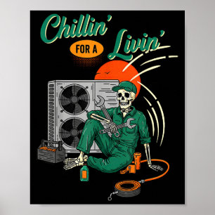 Póster Técnico de CVC divertido esqueleto relajándose par