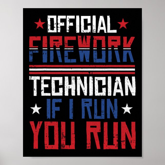 Póster Técnico de fuegos artificiales 4 de julio divertid (Frente)