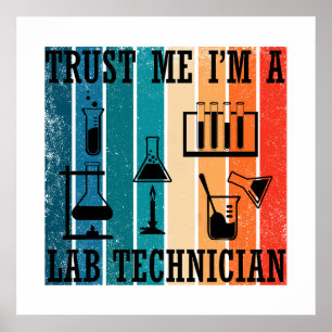 Póster Técnico de laboratorio divertido humor vintage téc