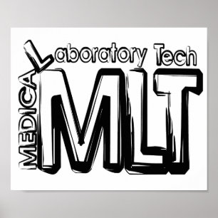 PÓSTER TÉCNICO DE LABORATORIO MÉDICO DE TEXTO MLT GRUNGE