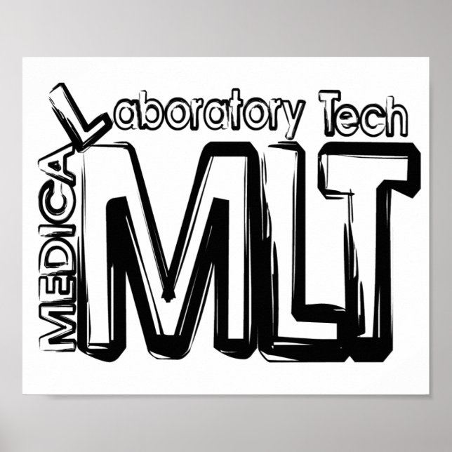 PÓSTER TÉCNICO DE LABORATORIO MÉDICO DE TEXTO MLT GRUNGE (Frente)