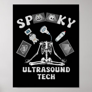 Póster Técnico de ultrasonido espeluznante esqueleto disf