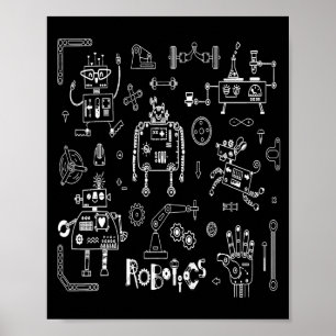 Póster Técnico Ingeniero en Robótica Robot Antiguo Divert
