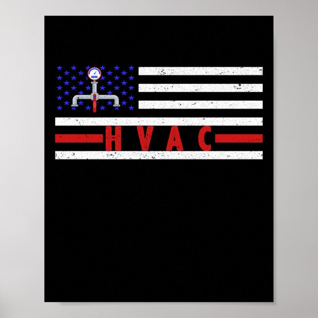 Póster Técnicos de HVAC Hombres Bandera Estadounidense Vi (Frente)