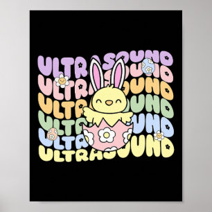Póster Tecnología de ultrasonido genial conejito pollito 