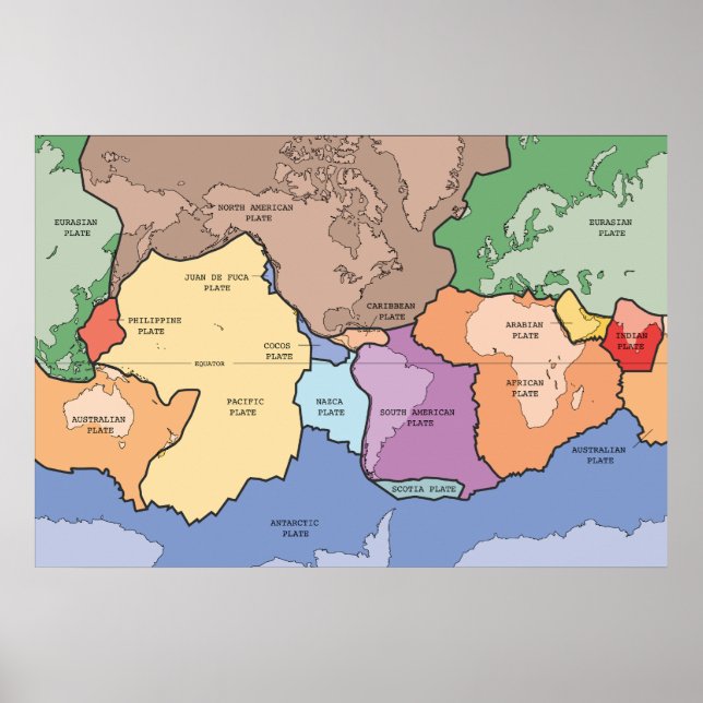 Póster Tectonic plates of the Earth Diagram (Frente)