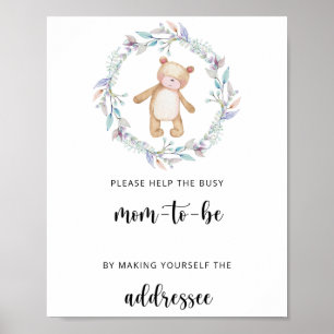 Póster Teddy Ayuda a la futura mamá ocupada a dirigir un