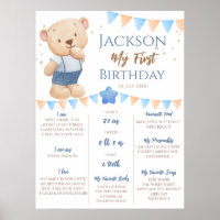 Teddy Bear 1er cumpleaños Hitos personalizados
