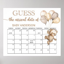 Teddy Bear Baby Shower Adivinar Fecha Vencida Cale