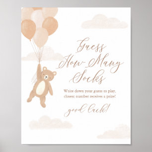 Póster Teddy Bear Baby Shower Babies Adivinan Cuántos Cal