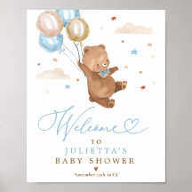 Teddy Bear Baby Shower Boy Blue Bear Bienvenida