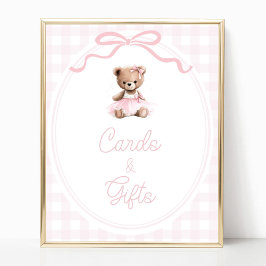 Póster Teddy Bear Baby Shower Cards and Gifts Table Sign