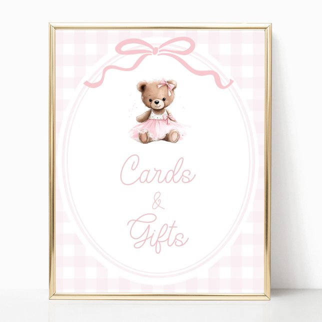 Póster Teddy Bear Baby Shower Cards and Gifts Table Sign (Subido por el creador)