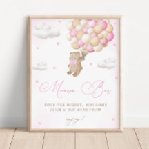 Teddy Bear Baby Shower rosa Mimosa Bar