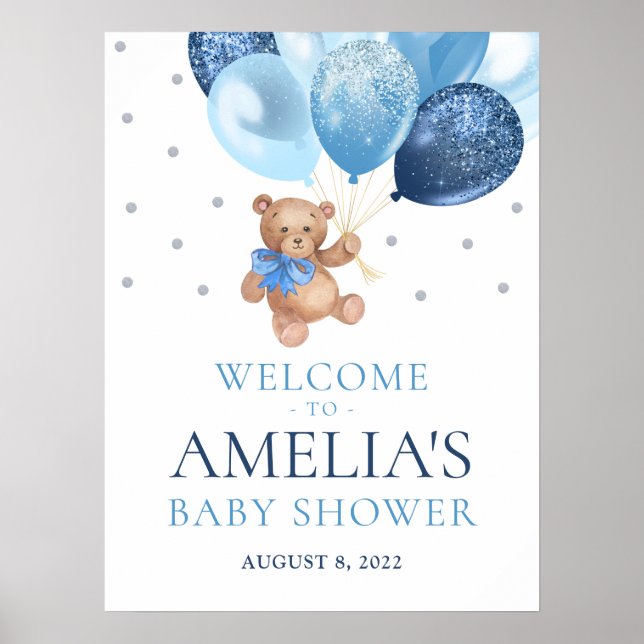 Póster Teddy Bear Bearly Wait Baby Shower (Frente)