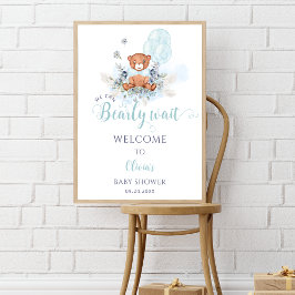 Póster Teddy Bear Bearly Wait Boy Bienvenida Baby Shower