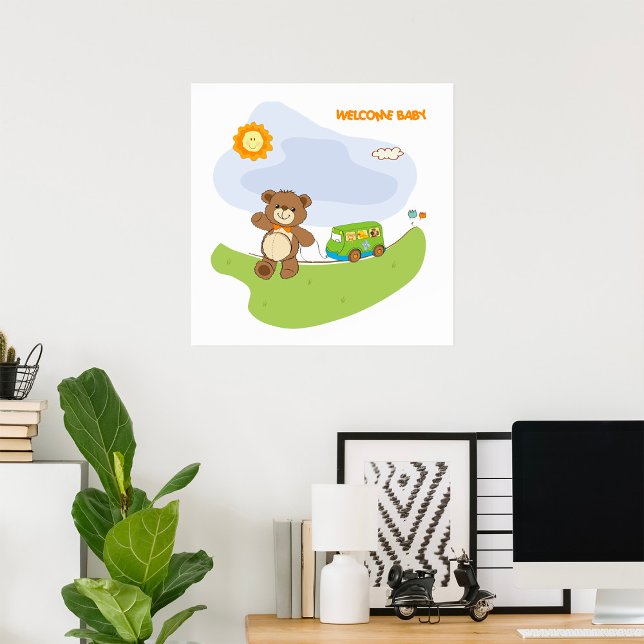 Póster Teddy Bear Bienvenida Bebé Nursera Diseño (Subido por el creador)