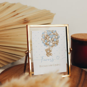 Póster Teddy Bear Blue Balloon Baby Shower