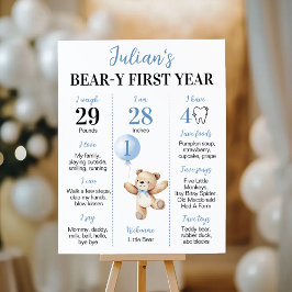 Póster Teddy Bear Blue Balloon Beary Primer Año