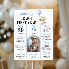 Póster Teddy Bear Blue Balloon Beary Primer Año