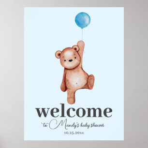 Póster Teddy Bear Blue Welcome Sign Fotograma