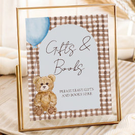 Póster Teddy Bear Boy Baby Shower Regalos Y Mesa De Libro