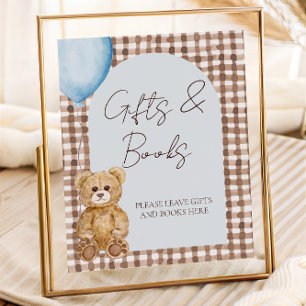 Póster Teddy Bear Boy Baby Shower Regalos Y Mesa De Libro