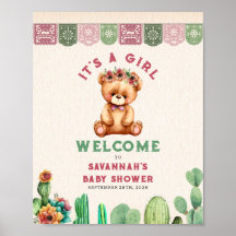 Teddy Bear Cactus Chica Baby Shower Fiesta