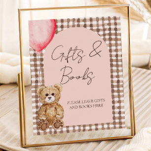 Póster Teddy Bear Chica Baby Shower Regalos Y Mesa De Lib