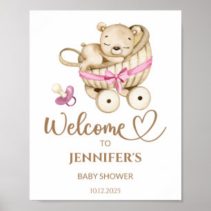 Póster Teddy Bear chica ducha bebé poster de bienvenida