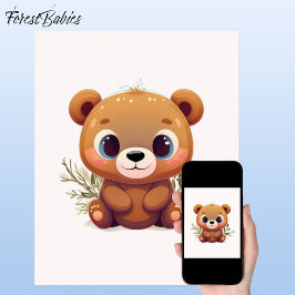 Póster Teddy Bear Cute Whimsical Woodland Baby 🧸 Animal