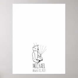 Póster Teddy Bear Fingprint Guest Book