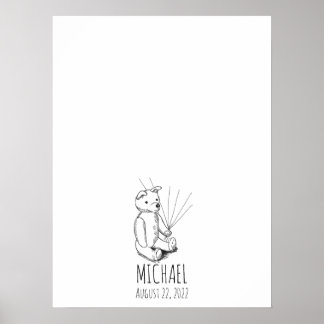 Póster Teddy Bear Fingprint Guest Book