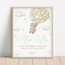 Teddy Bear Green Baby Shower Mimosa Bar