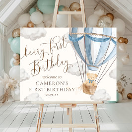 Póster Teddy Bear Hot Air Balloon Beary First Birday