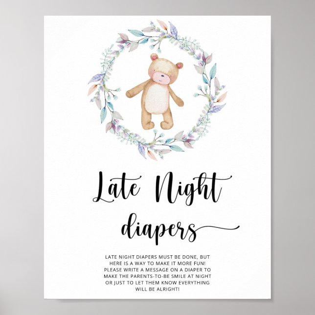 Póster Teddy Bear \ Juego de pañales nocturnos (Frente)