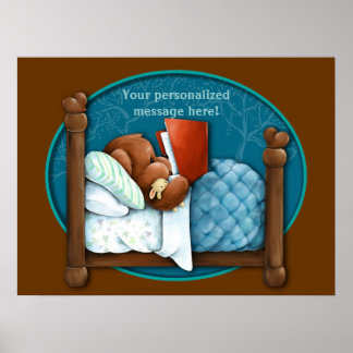 Póster Teddy Bear leyendo la historia de la noche a su co
