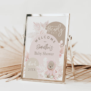 Póster Teddy Bear moderno Boho Chica Baby Shower Foam Boa