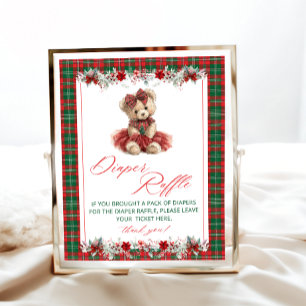 Póster Teddy Bear Navidades Baby Shower Diaper Raffle