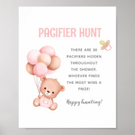 Póster Teddy Bear Pacifier Hunt Juego de Baby Shower
