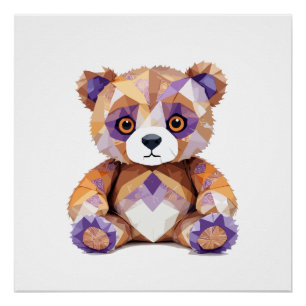 Póster Teddy Bear Playable Adorable Fun Animal Coloroso