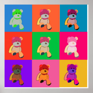 Póster Teddy Bear Pop Art Print