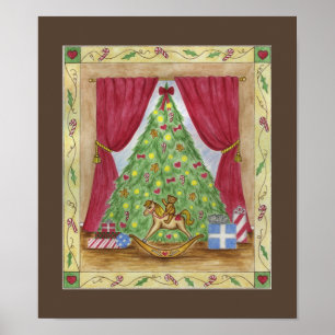 Póster Teddy Bear Poster de árbol de Navidad