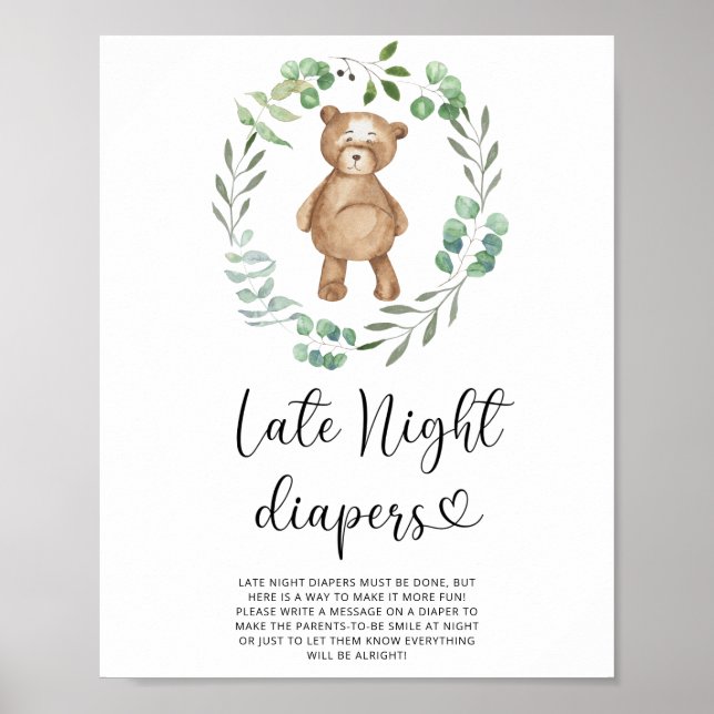 Póster Teddy Bear \ Poster del juego de pañales nocturnos (Frente)
