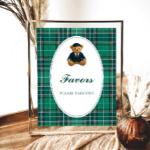 Teddy Bear Preppy Baby Shower favorece a Poster